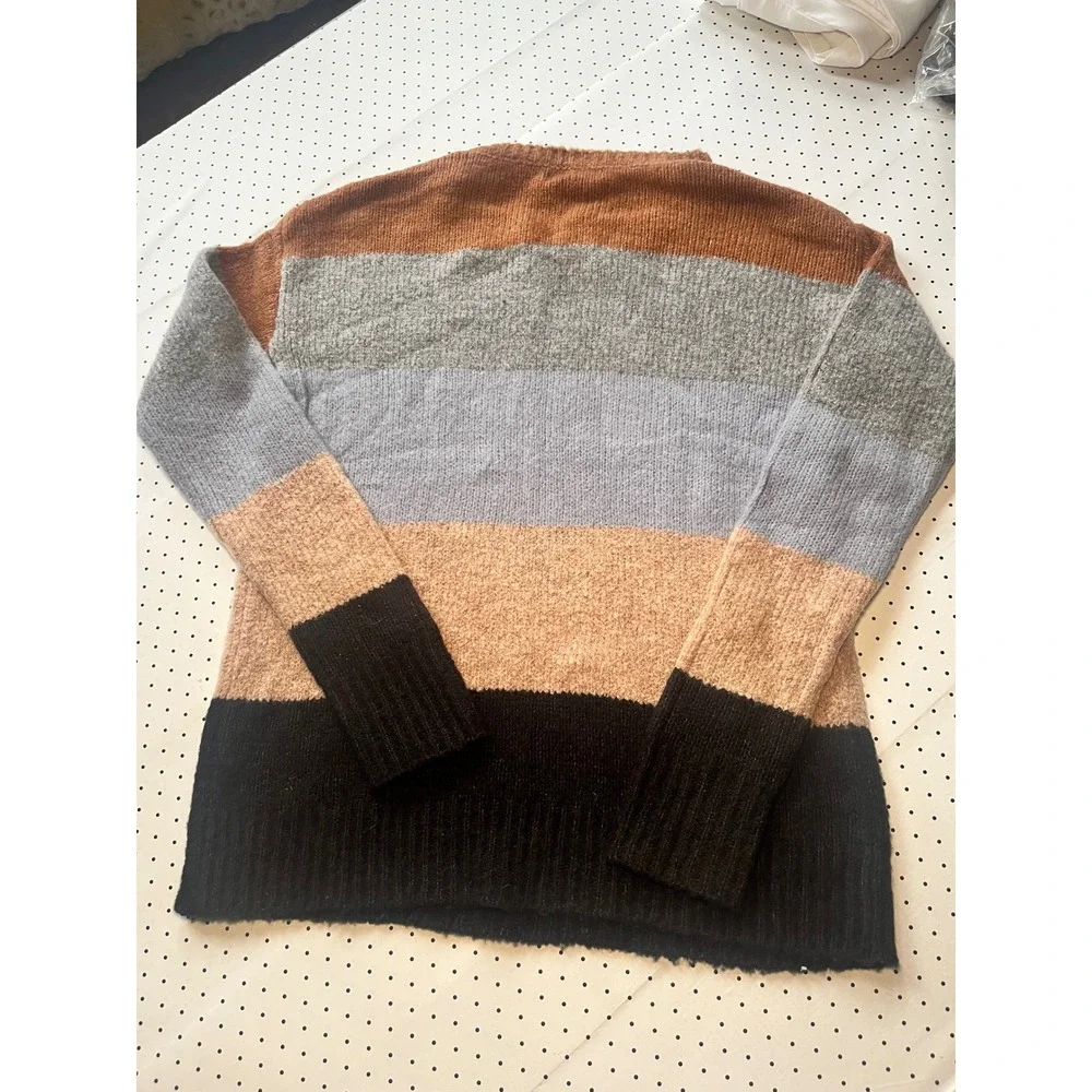 Active USA Colorblock Sweater S Rust Gray Black Cozy Oversized Fall Knit SW10757